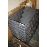 EIGHT PLASTIC STORAGE CRATES