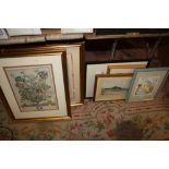 A SELECTION OF PICTURES AND PRINTS TO INCLUDE A RUSSEL FLINT PRINT, ENGRAVINGS ETC