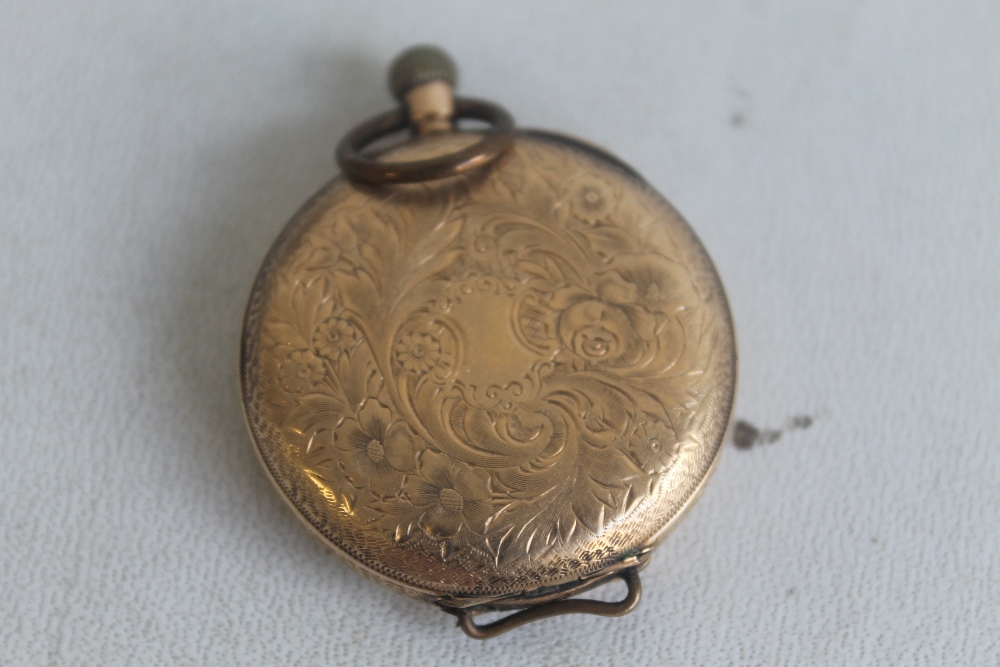 A CONTINENTAL YELLOW METAL FOB WATCH A/F, marked 14k - Image 2 of 2