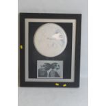 OASIS MEMORABILIA - A FRAMED SIGNED DRUM SKIN, with certificate issued by Mamble Autograph Company