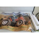 MASSEY FERGUSON 8 ORIGINAL TRACTOR ADVERTISING POSTERS, various types to include MF 300, MF 2005, MF