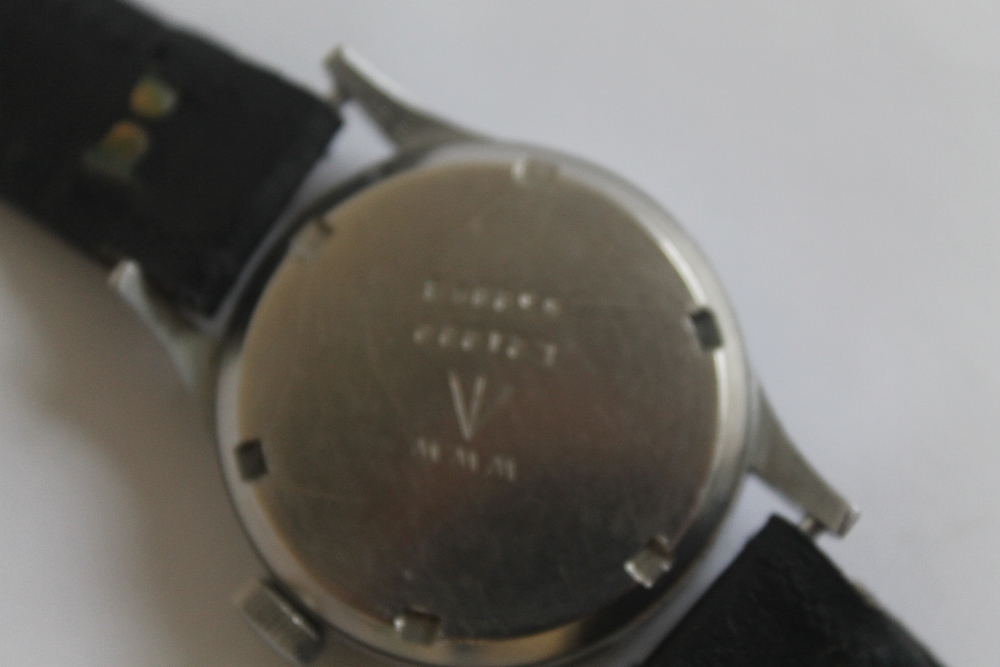 W.W.W. WWII "RECORD" MILITARY WRIST WATCH, with black dial and engraved case markings - Image 3 of 8