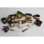 A COLLECTION OF VARIOUS MEERSCHAUM PIPES, clay, etc some in fitted cases