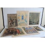 FIFTEEN COLOURED ENGRAVINGS AND CHROMOLITHOGRAPHS OF RELIGIOUS SUBJECTS to include print of the Holy