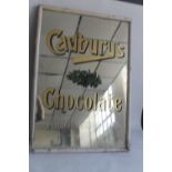 AN EARLY CADBURY'S CHOCOLATE, wooden framed advertising mirror, the Cadbury's Chocolate in gold