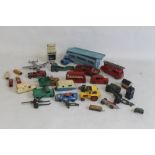 A COLLECTION OF PLAYWORN DIECAST VEHICLES to include Dinky, Crescent and Corgi