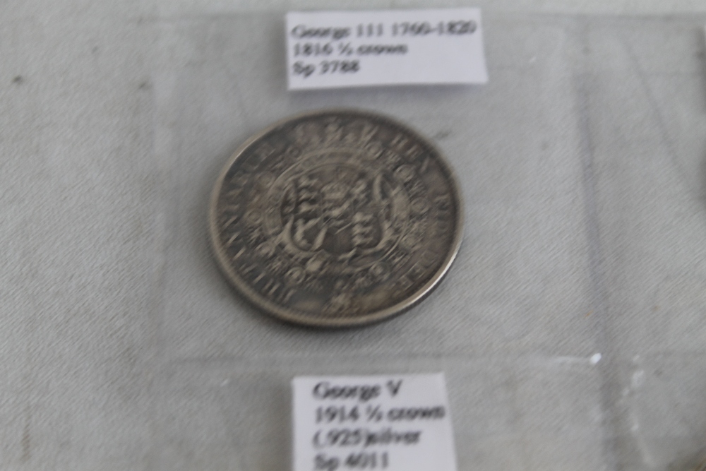 A SMALL COLLECTION OF COINS TO INCLUDE, a George II 1758 shilling, George III 1816 half crown, - Image 2 of 6