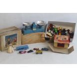 A COLLECTION OF VARIOUS TOYS to include a boxed "Comet" miniature sewing machine, a boxed set of