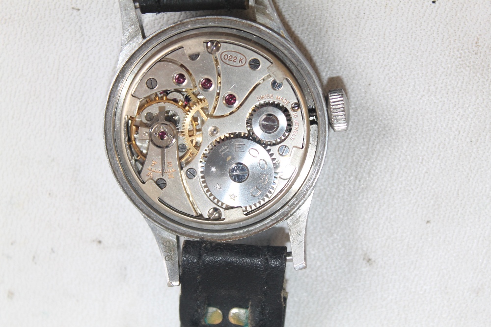 W.W.W. WWII "RECORD" MILITARY WRIST WATCH, with black dial and engraved case markings - Image 8 of 8