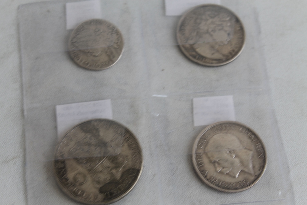 A SMALL COLLECTION OF COINS TO INCLUDE, a George II 1758 shilling, George III 1816 half crown, - Image 6 of 6