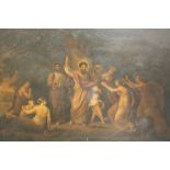 (XVIII - XIX). Study of St Paul at Phesus with worshippers, see verso, unsigned, oil on panel,