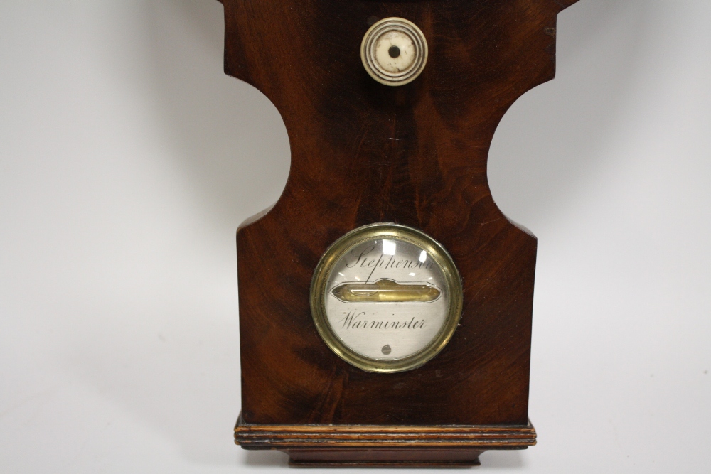 A 19TH CENTURY MAHOGANY CASED ANEROID BAROMETER, makers marks for Stephenson of Warminster, H 110 - Image 4 of 6