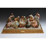 A LARGE CERAMIC CAPO DI MONTE LIMITED EDITION TABLEAU OF THE LAST SUPPER, number 385 of 1,500, W
