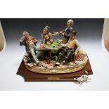 A CAPO DI MONTE LIMITED EDITION COLLEZIONE VENRE TABLEAU FIGURE OF OLD MEN PLAYING CARDS, number