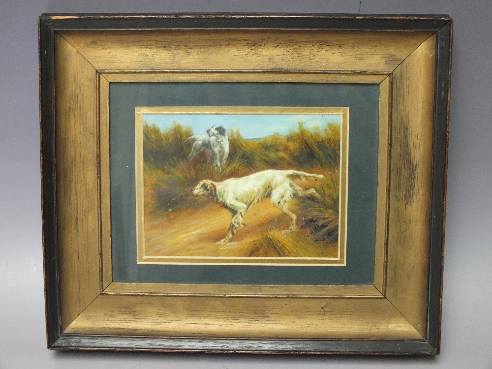 BRITISH SCHOOL (XX). Study of two English setters in tall grassland, unsigned, oil on board, - Image 2 of 3