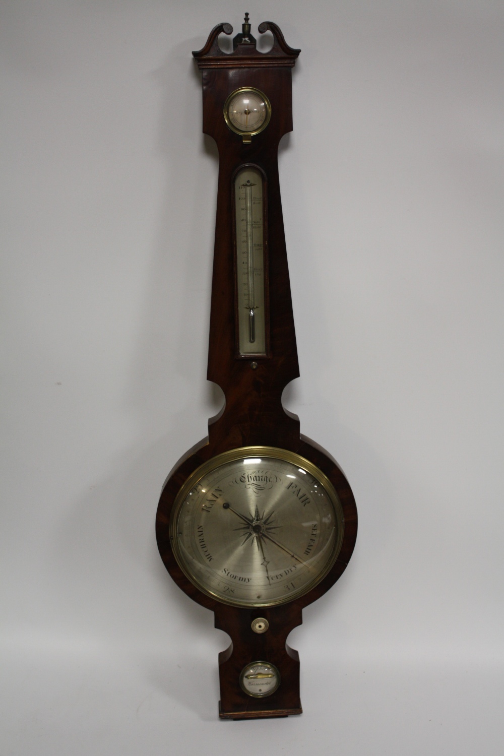A 19TH CENTURY MAHOGANY CASED ANEROID BAROMETER, makers marks for Stephenson of Warminster, H 110 - Image 2 of 6