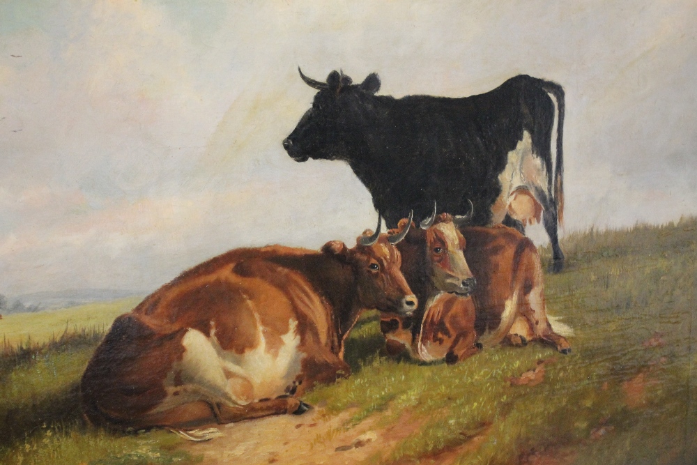 WILLIAM R.D. SALMON (1832-1899). Welsh School, study of cattle resting in a moorland river