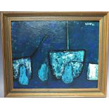 CIRCLE OF WILLIAM SCOTT (1913-1989). Abstract composition 'Blue Still Life', see verso, bears