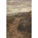 JAMES CHARLES (1851-1906). Impressionist stormy moorland landscape, signed verso, oil on canvas,