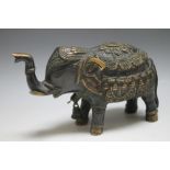 AN EASTERN STYLE BRONZE TYPE ELEPHANT, W 18 cm