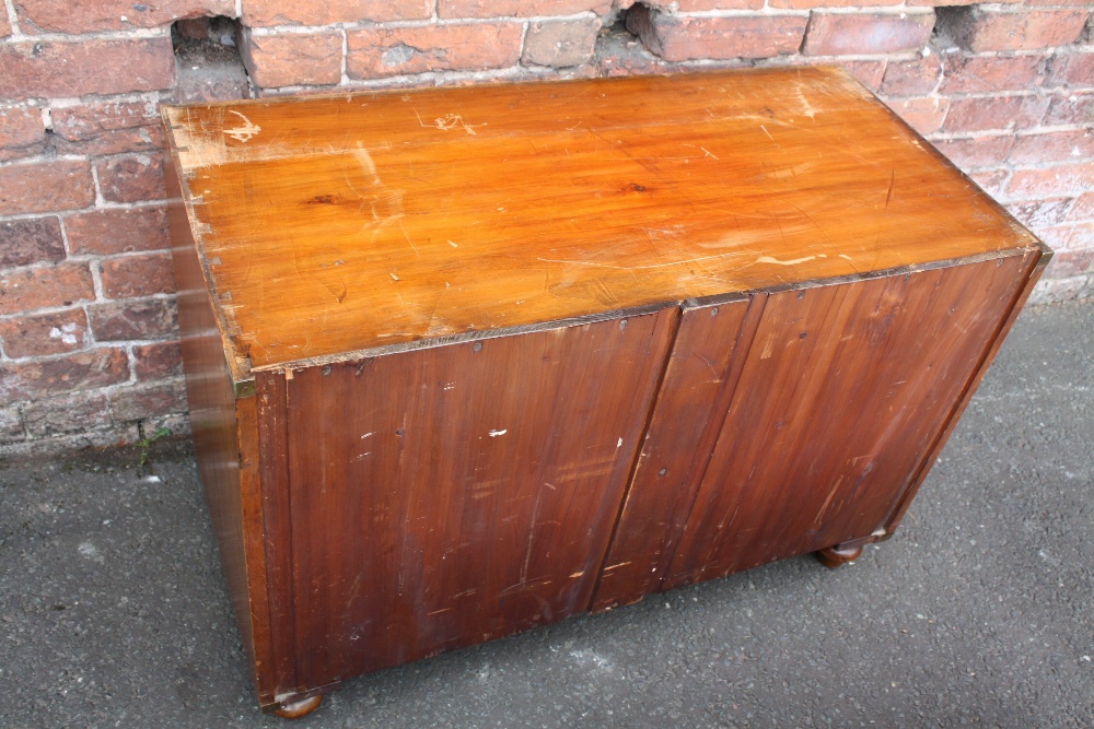 A 19TH CENTURY HARDWOOD CAMPAIGN CHEST, typically split in two parts, having inset brass handles, - Image 11 of 11