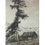 HENRIETTA JOHANNA REUCHLIN-LUCARDIE (1877-1970). Dutch school, a figure and hut in Montana, see