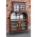 AN ART NOUVEAU MAHOGANY INLAID DISPLAY CABINET IN THE STYLE OF SHAPLAND AND PETTER, the upper