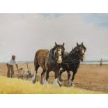 DEREK WILLIAMS (XX-XXI). British school, ploughing scene with horses and figure 'Ploughing Top