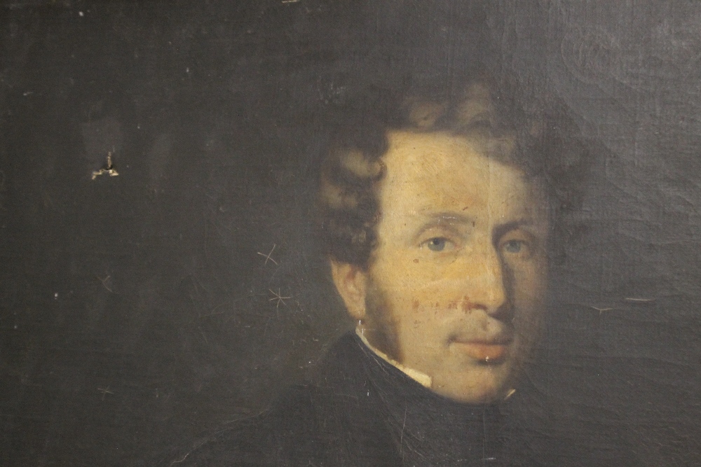 (XIX). Continental school, portrait study of a gentleman with a black cravat, unsigned, oil on - Image 2 of 4