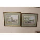 A PAIR OF FRAMED AND GLAZED PICTURES 'KENSINGTON GARDENS' AND 'HYDE PARK CORNER' SIGNED DRUMMOND