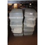 A QUANTITY OF PLASTIC STORAGE BOXES