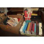 TWO BOXES OF BOOKS TO INCLUDE BOXING INTEREST AND CHILDREN'S COLLECTABLES TOGETHER WITH A VINTAGE