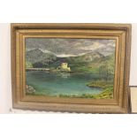 A FRAMED AND GLAZED OIL ON BOARD OF A RIVER SCENE TOGETHER WITH A PRINT (2)