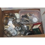 A TRAY OF ASSORTED WATCH PARTS, WRISTWATCHES ETC.