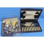 A QUANTITY OF ASSORTED FLATWARE, CASED AND UNCASED