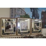 THREE FRENCH PRINTS IN MIRRORED FRAMES AFTER F. BOSHER AND E. O. FONTAND