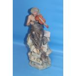 A ROYAL DUX FIGURE OF A LADY PLAYING A VIOLIN, BOW MISSING