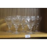 A SET OF FIVE CUT GLASS DRINKING GLASSES