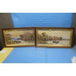 TWO FRAMED AND GLAZED WATERCOLOURS OF FISHING BOATS