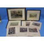 A JOHN LEECH PRINT TOGETHER WITH TWO EQUINE PRINTS AND A QUANTITY OF SPORTING PRINTS