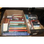 TWO BOXES OF BOOKS TO INCLUDE HISTORY AND TRAVEL INTEREST