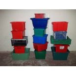 A QUANTITY OF PLASTIC STORAGE BOXES