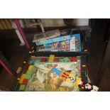 TWO TRAYS OF CHILDREN'S TOYS TO INCLUDE BUILDING BLOCKS