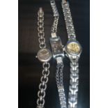 A SILVER LADIES WATCH TOGETHER WITH TWO OTHERS