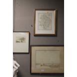 A FRAMED AND GLAZED ENGRAVING OF WHITBY BY FRANK H. MASON TOGETHER WITH AN ORIGINAL FRAMED AND