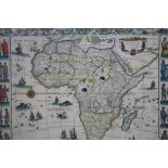 A VINTAGE MAP OF AFRICA, with vignette studies of indigenous inhabitants, 37 x 49 cm