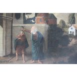 (XVIII). Continental school, study of a Saint anointing a young man before a rural villa,