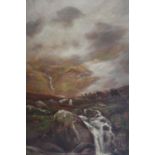 TURNER (XIX-XX). Misty Highland landscape with cattle by a rocky river, signed lower left, oil on