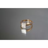 AN 18 CARAT DIAMOND CLUSTER RING, set with 0.50 carat of princess cut diamonds, ring size L