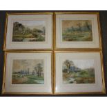 ARTHUR WILLET (1868-1951). A set of four hunting scenes, 'The Meet', 'Gone Away', Full Cry' and 'The